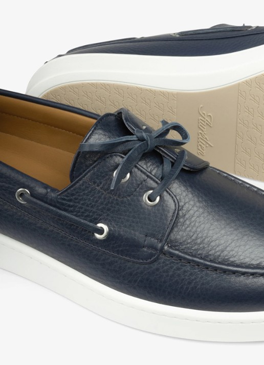 Aurélien Boat sneaker van kalfsleer - detail 4 navy-410