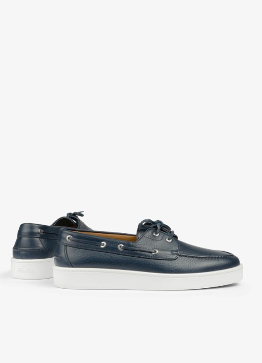 Aurélien Boat sneaker van kalfsleer - detail 4 navy-410 / blauw