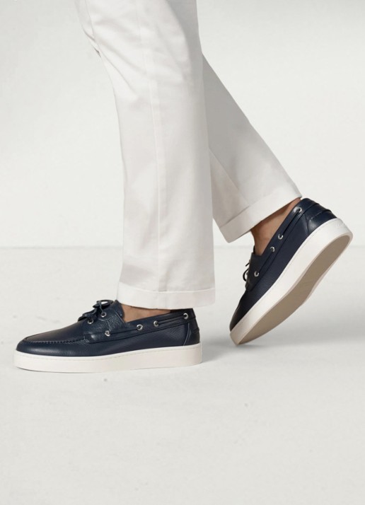 Aurélien Boat sneaker van kalfsleer - voorkant 2 navy-410