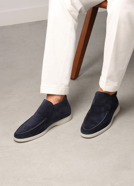 Aurélien City loafer van suède - voorkant 4 navy-410 / blauw