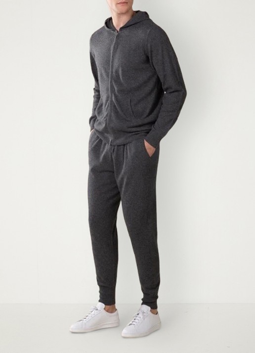Aurélien Fijngebreid vest met capuchon - voorkant 2 dark grey-21