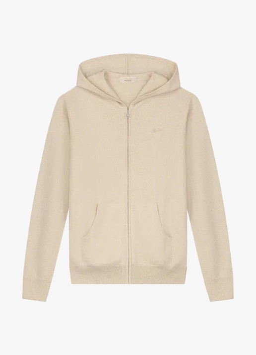 Aurélien Fijngebreid vest met capuchon - voorkant 3 light beige-271