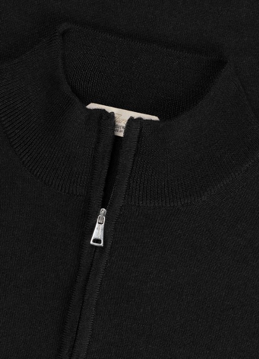 Aurélien Fijngebreide trui van merino wol met halve rits - detail 4 black-1