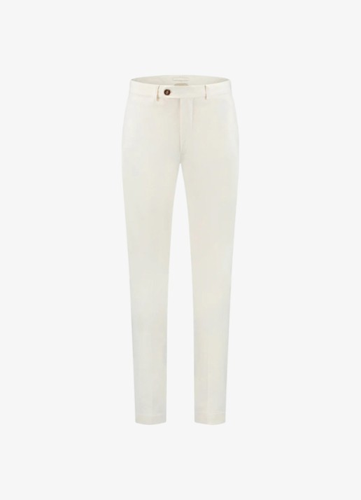 Aurélien Metropolitan straight fit pantalon met steekzakken - voorkant 4 ivory-120