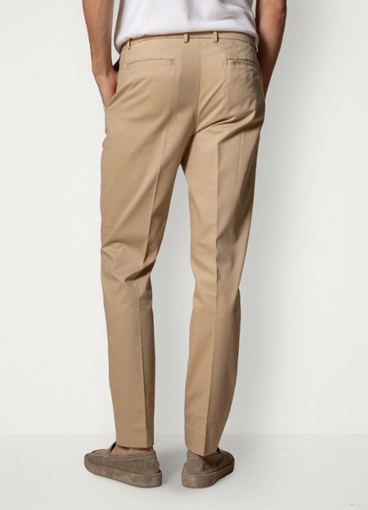 Aurélien Metropolitan straight fit pantalon met steekzakken - achterkant 5 chocolate-201 / bruin
