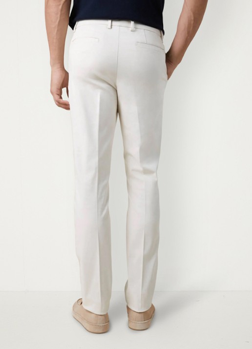 Aurélien Metropolitan straight fit pantalon met steekzakken - achterkant 5 light beige-271