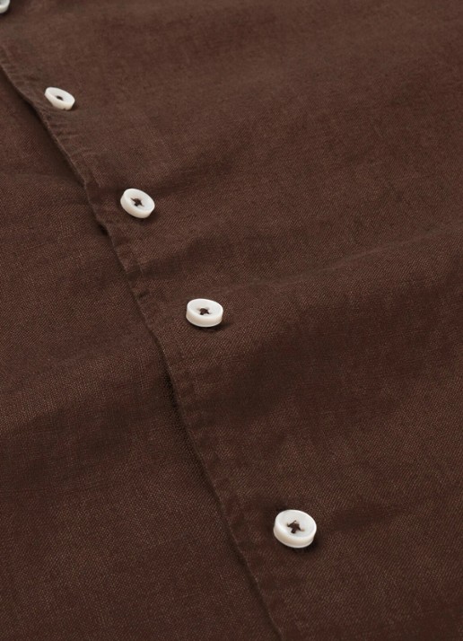 Aurélien Regular fit overhemd van linnen - detail 3 chocolate-201
