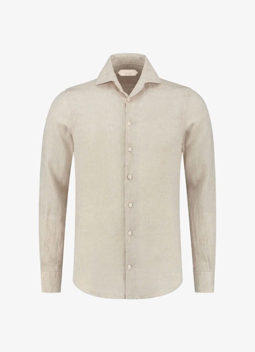 Aurélien Regular fit overhemd van linnen - voorkant 3 beige-260