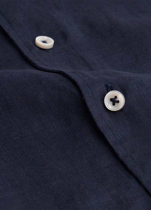 Aurélien Regular fit overhemd van linnen - detail 4 navy-410