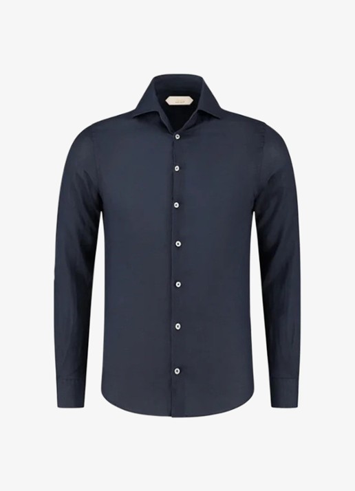 Aurélien Regular fit overhemd van linnen - voorkant navy-410