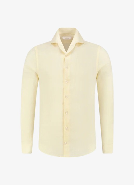Aurélien Regular fit overhemd van linnen - voorkant light yellow-740