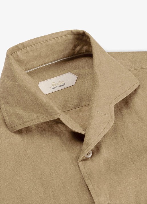 Aurélien Regular fit overhemd van linnen - detail 4 dark taupe-901