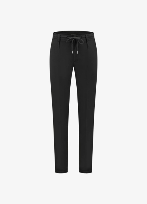 Aurélien Regular fit pantalon met steekzakken - voorkant 4 zwart