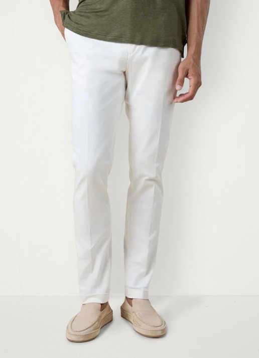Aurélien Regular fit pantalon met steekzakken - voorkant 2 ivory-120