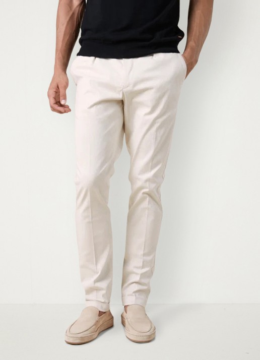 Aurélien Regular fit pantalon met steekzakken - voorkant 11 dark beige-251