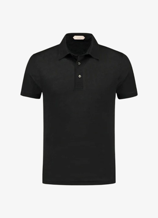 Aurélien Regular fit polo van linnen - voorkant 3 black-1