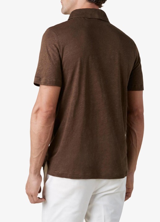 Aurélien Regular fit polo van linnen - achterkant 6 chocolate-201 / bruin