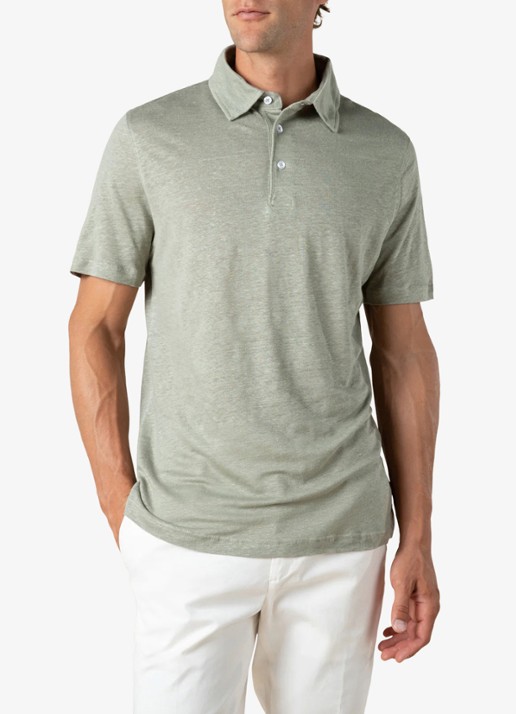 Aurélien Regular fit polo van linnen - detail 4 pistache-340 / groen
