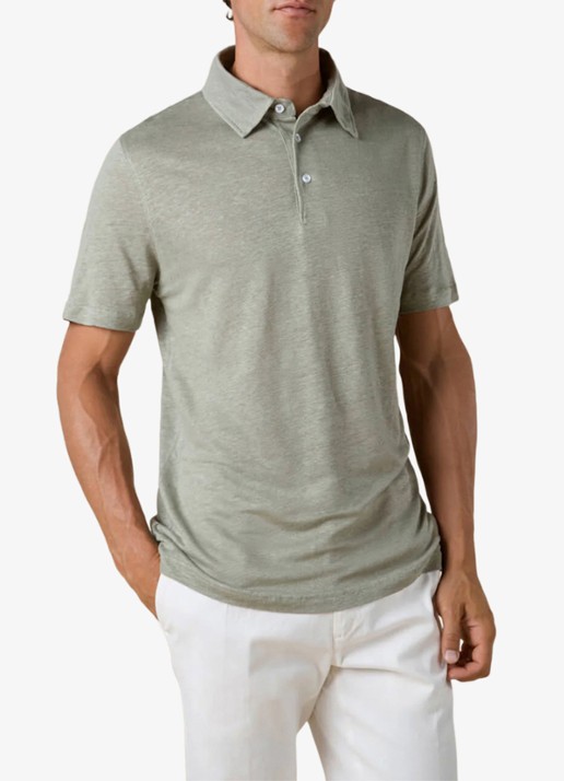 Aurélien Regular fit polo van linnen - detail 6 pistache-340 / groen
