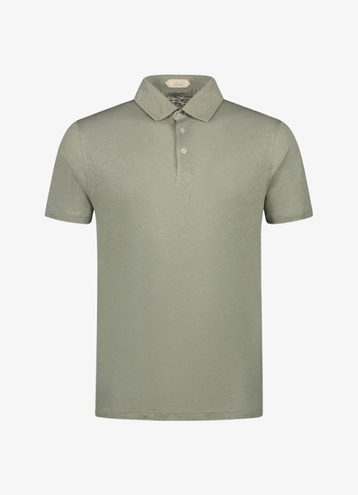 Aurélien Regular fit polo van linnen - voorkant pistache-340 / groen