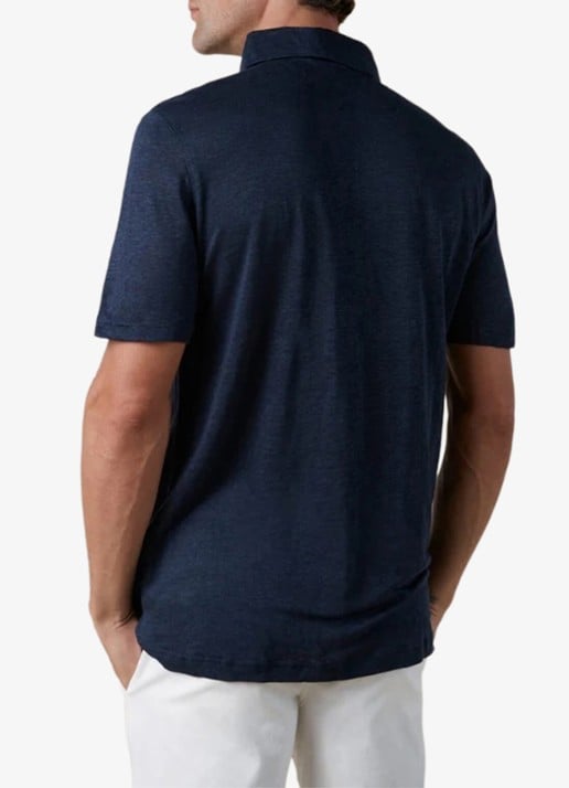 Aurélien Regular fit polo van linnen - achterkant navy-410