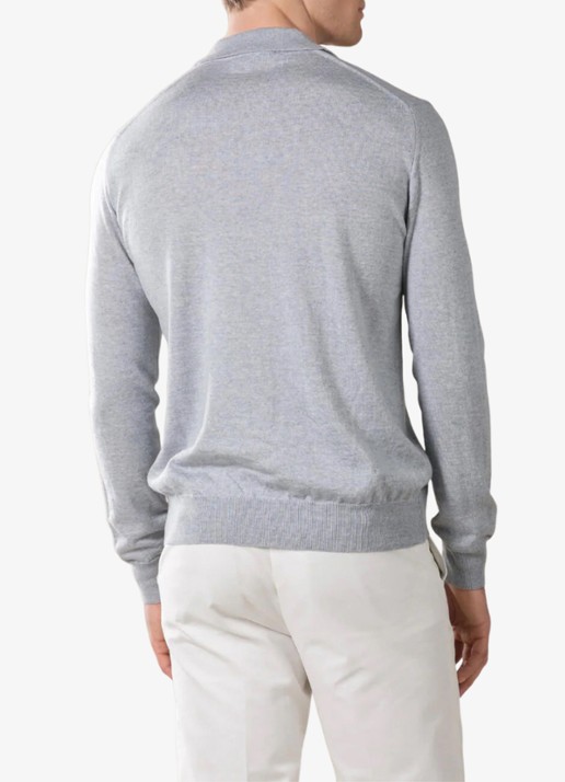 Aurélien Regular fit polo van merino wol - achterkant 4 light grey-50