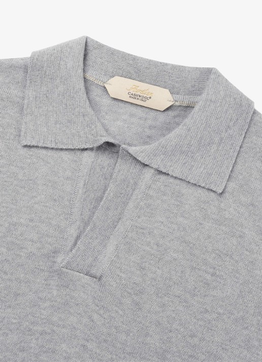 Aurélien Regular fit polo van merino wol - detail 2 light grey-50
