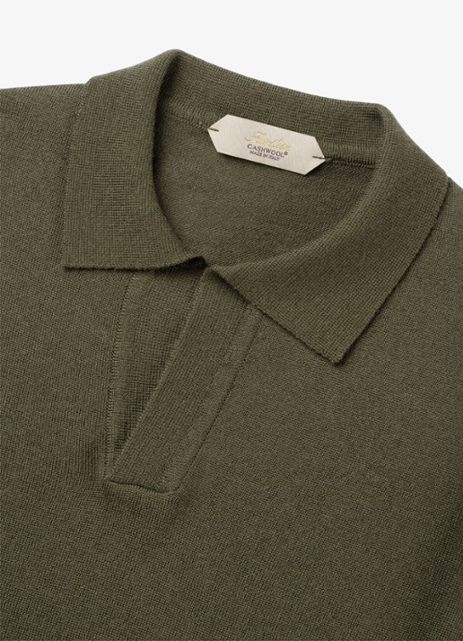 Aurélien Regular fit polo van merino wol - detail 3 olive-300
