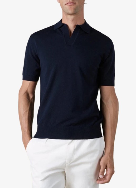 Aurélien Regular fit polo van merino wol - detail navy-410