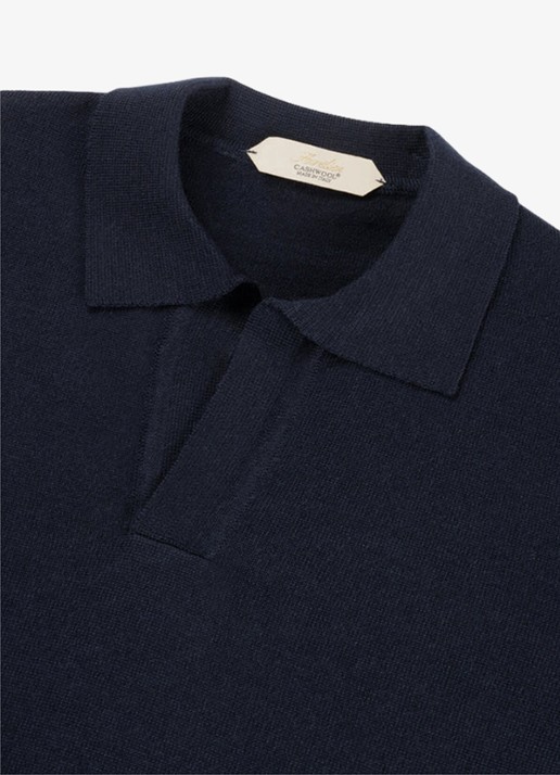 Aurélien Regular fit polo van merino wol - detail 2 navy-410