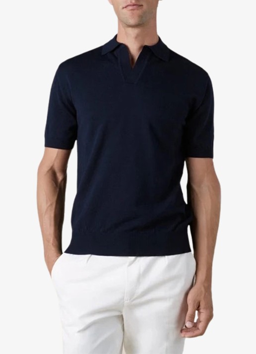 Aurélien Regular fit polo van merino wol - detail 3 navy-410