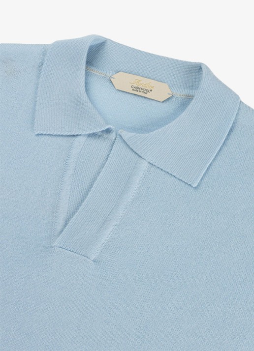 Aurélien Regular fit polo van merino wol - detail 4 light blue-450