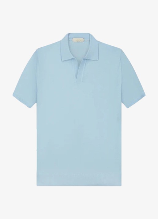 Aurélien Regular fit polo van merino wol - voorkant light blue-450