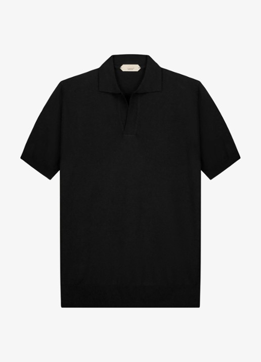 Aurélien Regular fit polo van merino wol - voorkant 2 black-1