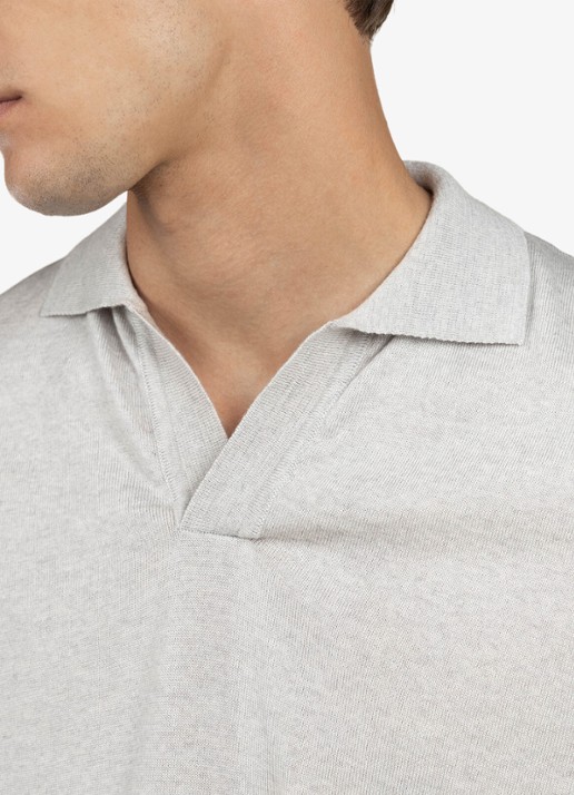 Aurélien Regular fit polo van merino wol - detail 3 light grey-50