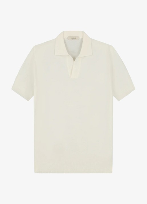Aurélien Regular fit polo van merino wol - voorkant ivory-120