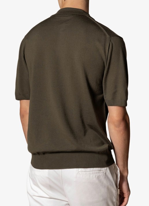 Aurélien Regular fit polo van merino wol - achterkant olive-300