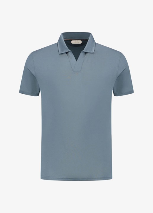 Aurélien Regular fit polo - voorkant steel blue-400