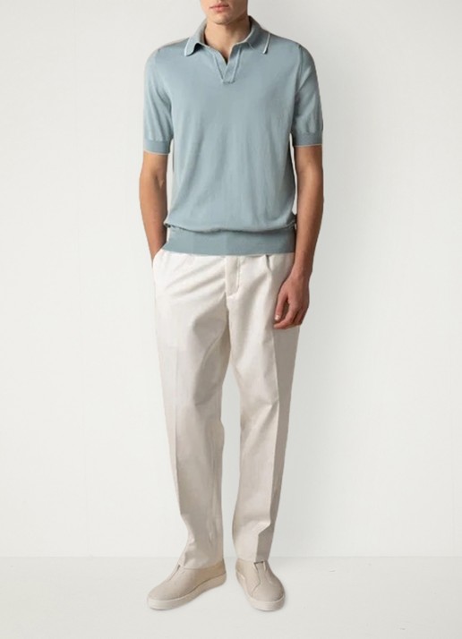 Aurélien Regular fit polo - voorkant 2 blauwgrijs