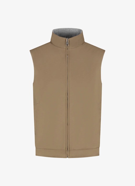 Aurélien Reversible bodywarmer met opstaande kraag - voorkant caramel-261