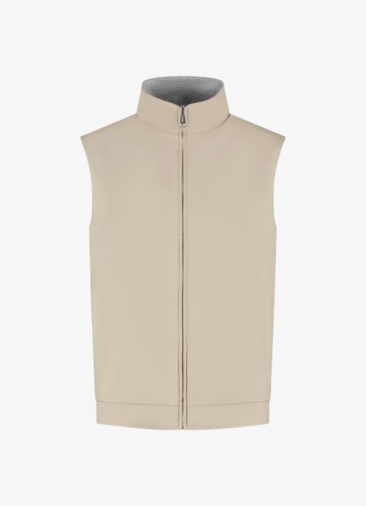 Aurélien Reversible bodywarmer met opstaande kraag - voorkant 4 light beige-271