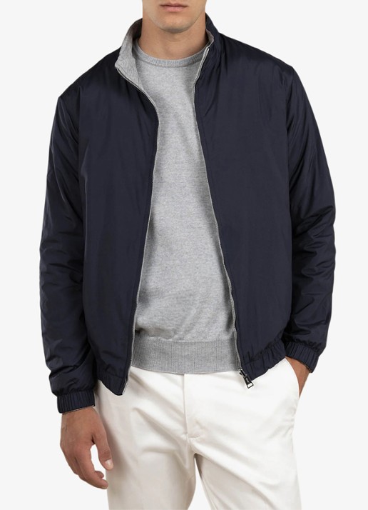 Aurélien Reversible jack met steekzakken - detail donkerblauw