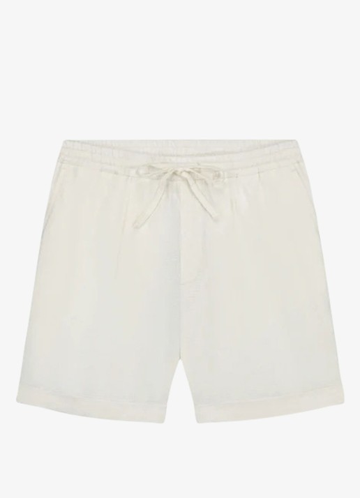Aurélien Straight fit korte broek van linnen met steekzakken - voorkant 9 ivory-120