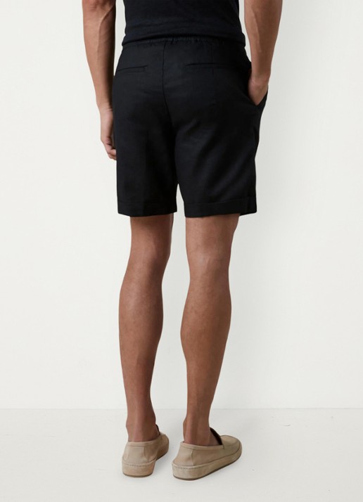 Aurélien Straight fit korte broek van linnen met steekzakken - achterkant 3 black-1