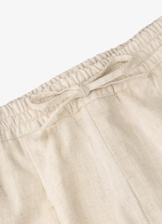 Aurélien Straight fit korte broek van linnen met steekzakken - detail 5 beige-260