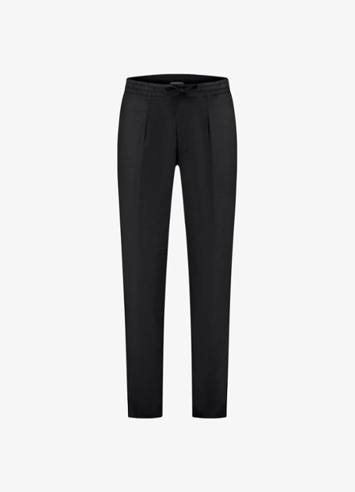 Aurélien Straight fit pantalon van linnen - voorkant 3 black-1