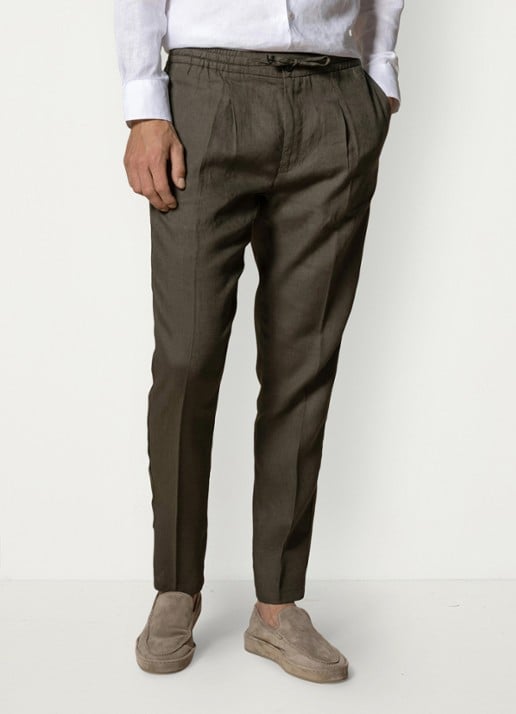 Aurélien Straight fit pantalon van linnen