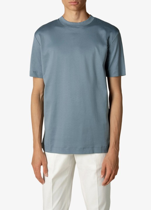 Aurélien T-shirt met ronde hals - detail petrol-460 / blauw