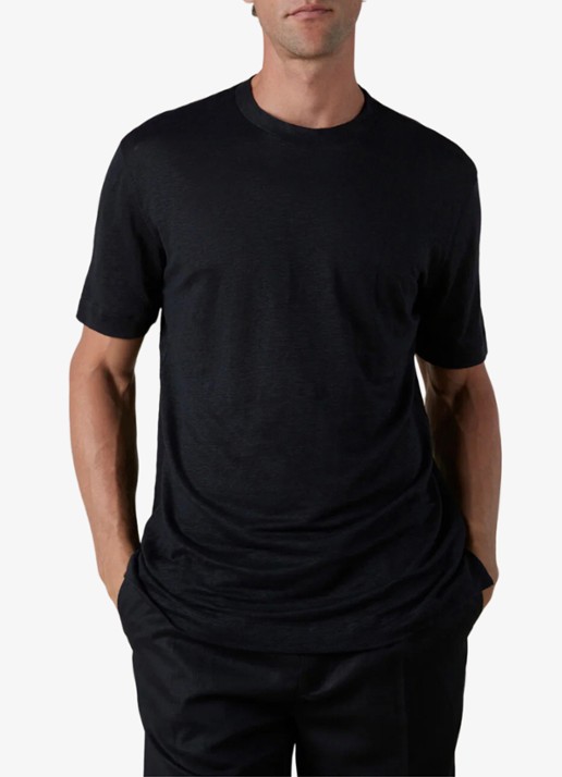Aurélien T-shirt van linnen - detail 2 zwart
