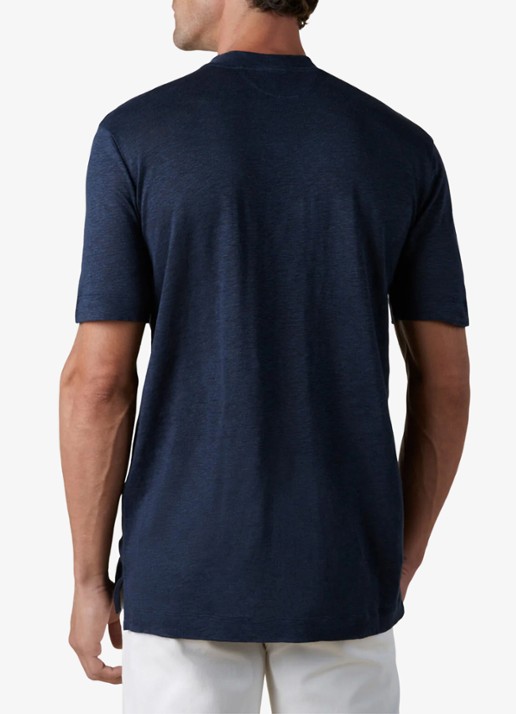 Aurélien T-shirt van linnen - achterkant 5 navy-410